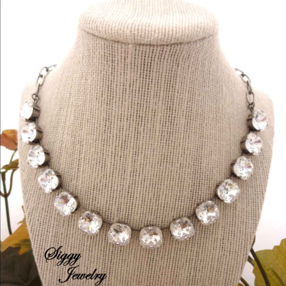 Swarovski Crystal Cushion Cut Collar Necklace