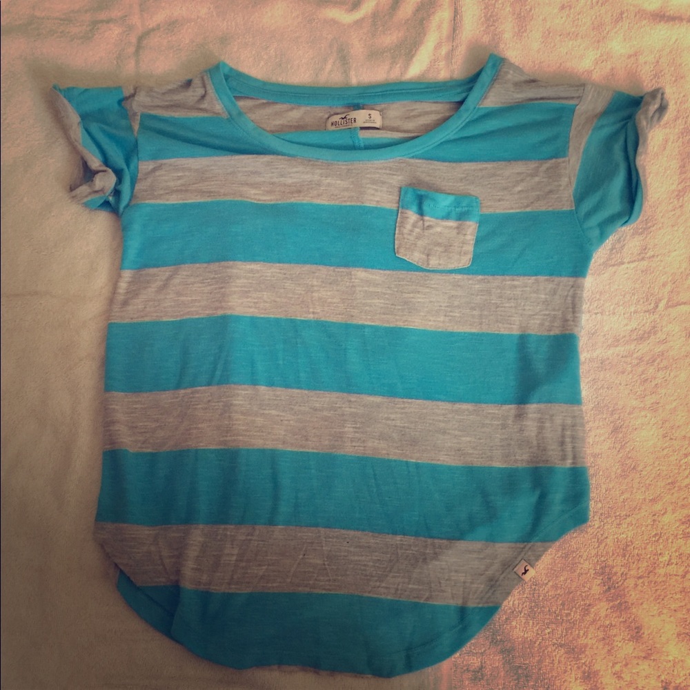 Soft gray and blue tee.