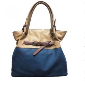 Tan & Blue Belted Handbag,Boutique, NWT