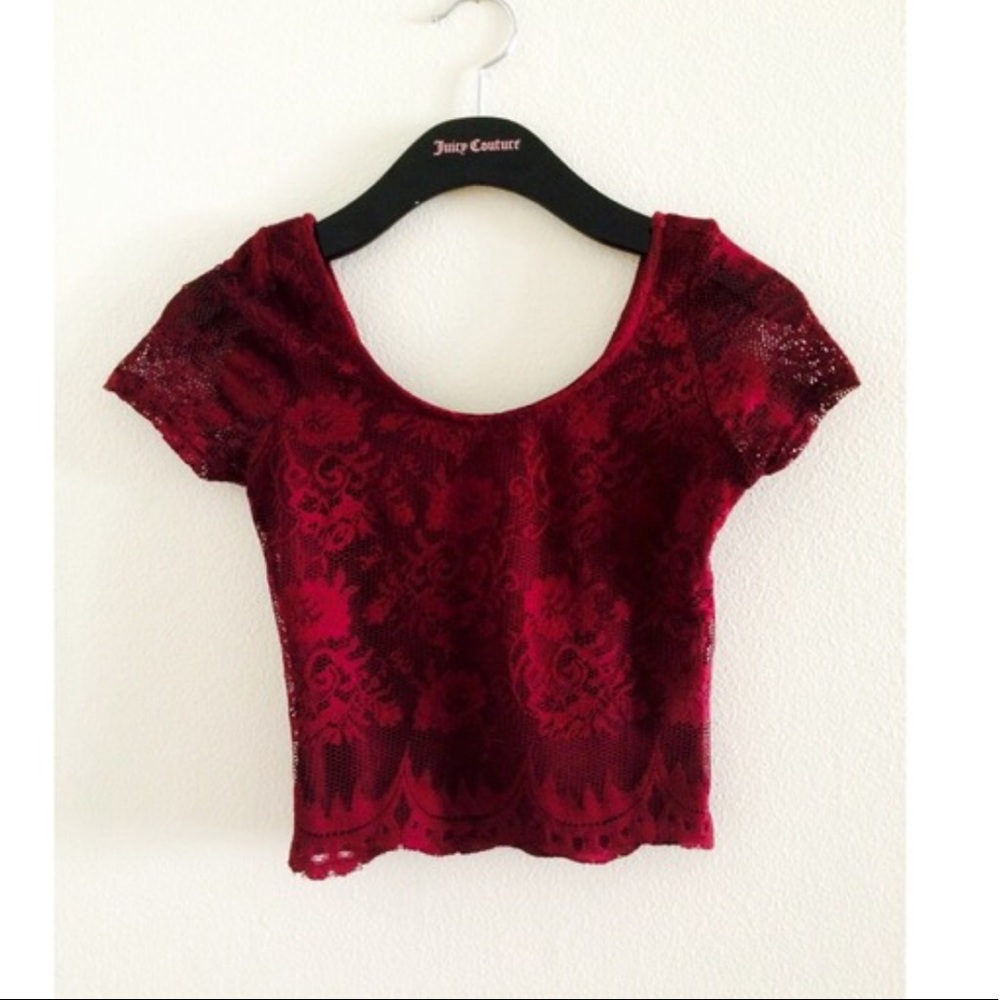 Maroon lace crop top