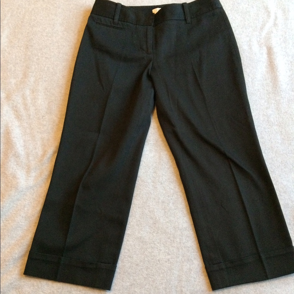 Ann Taylor LOFT Petite black textured crop pants