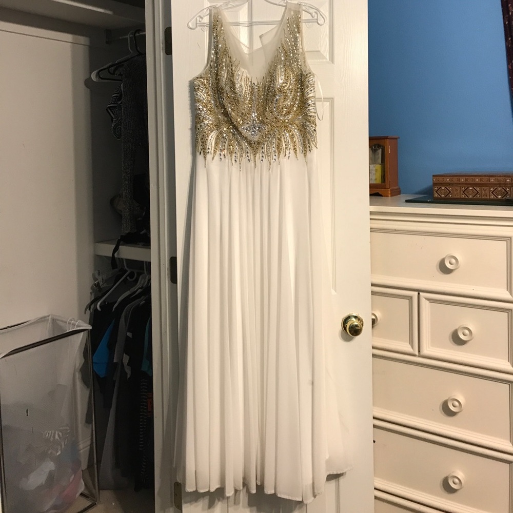 White sequined prom dress