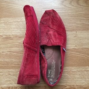 Toms Red Corduroi Classic Slip-On