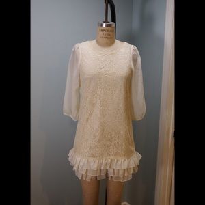 White lace ruffle babydoll dress