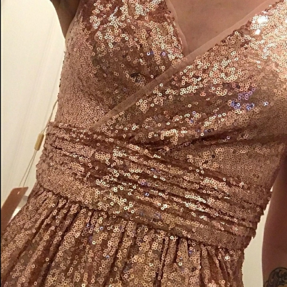 Rose Gold Sequin Evening Gown - Picture 2 of 7