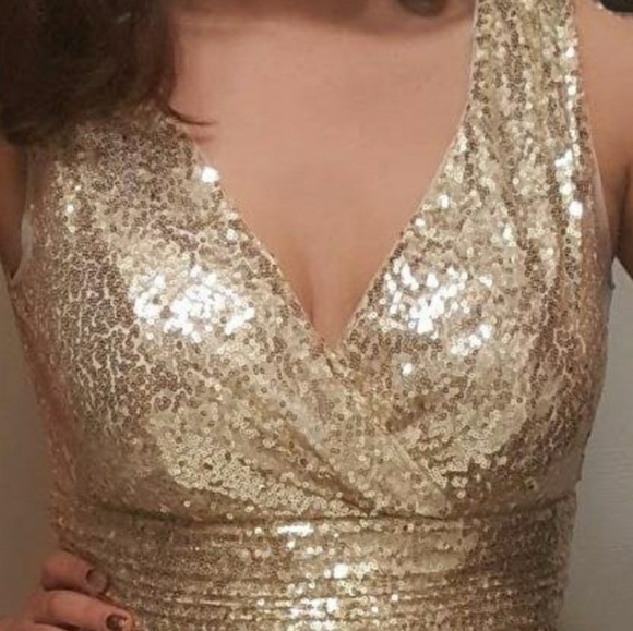 Rose Gold Sequin Evening Gown - Picture 5 of 7