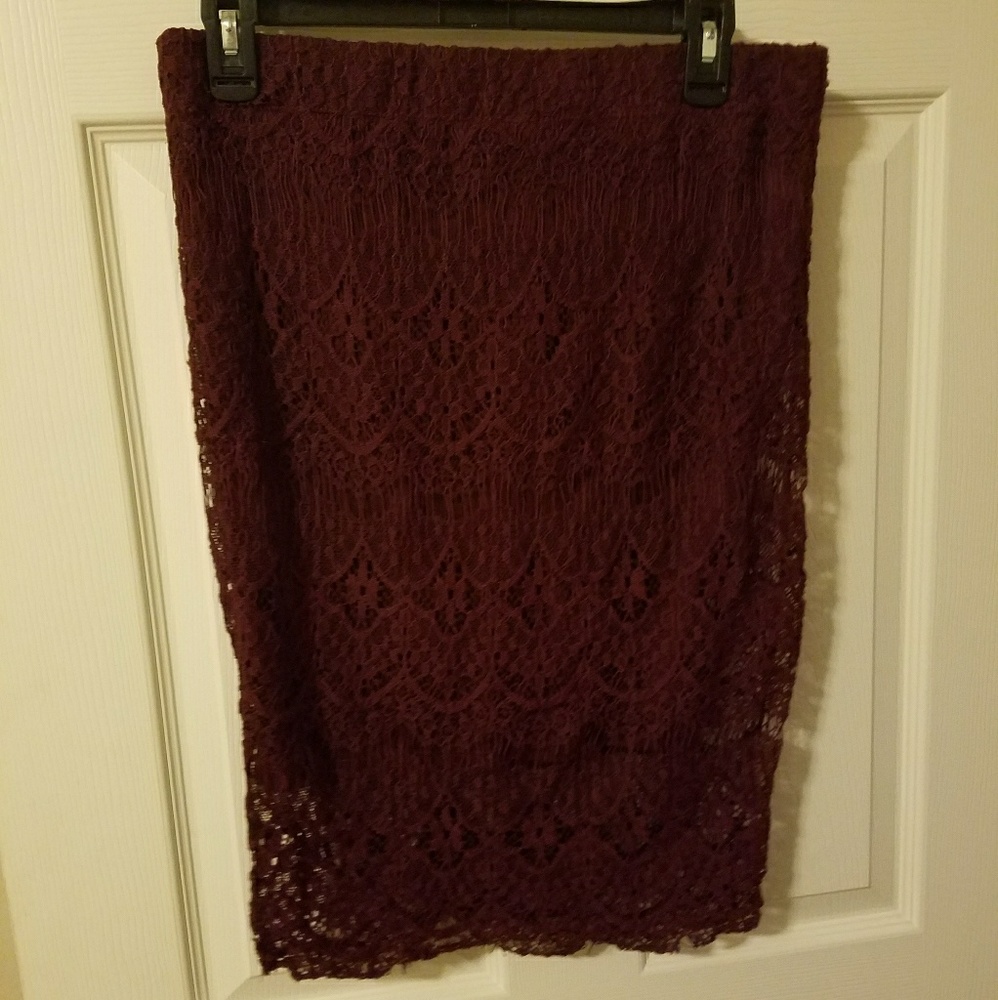 Maroon Lace Skirt