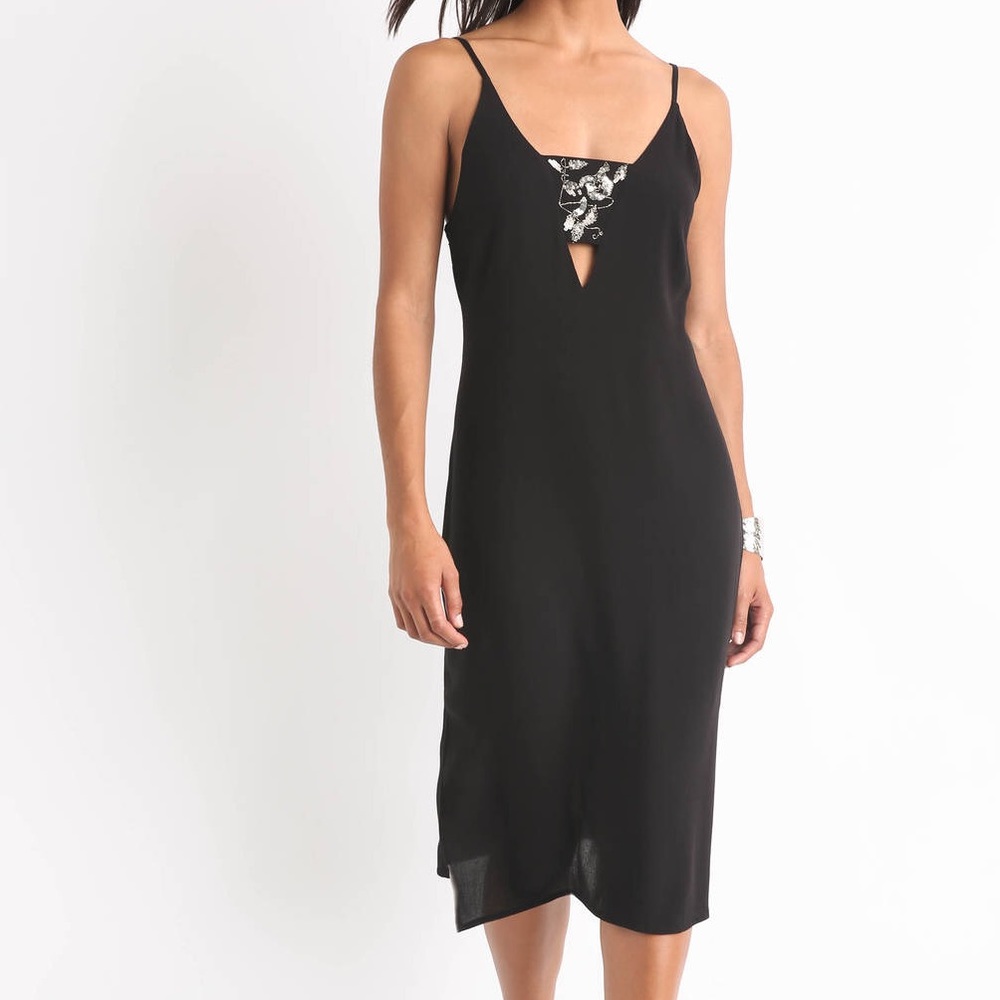 New Friends Colombo Embellished Slip Midi Dress