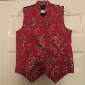 Vintage 1990 Size Small  Red & Gold Party Vest