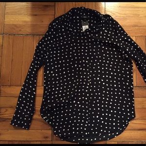 Black and white polka dot button down blouse