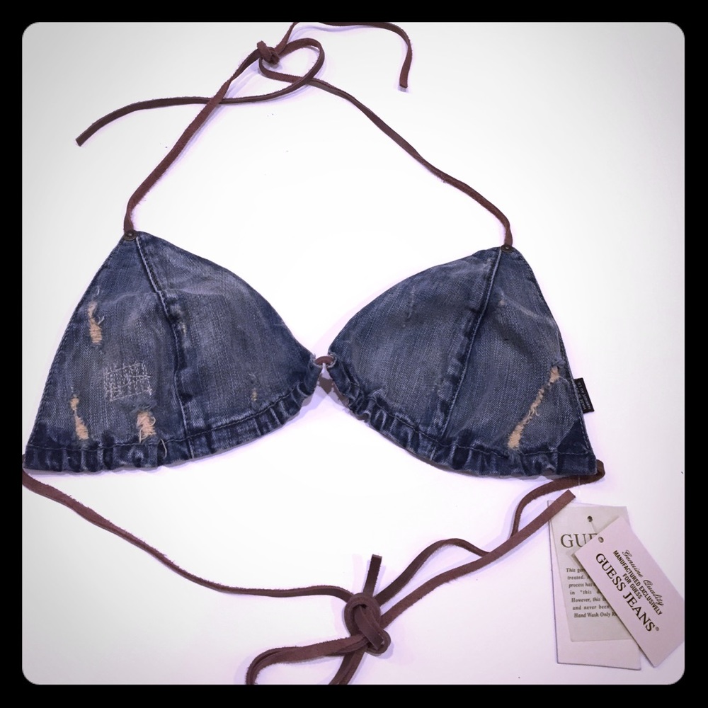BNWT Guess Jeans Denim Bikini Top FESTIVAL GEAR