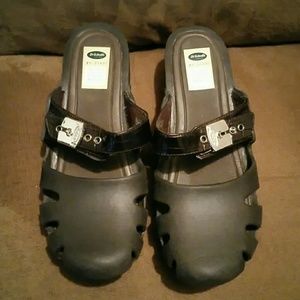 Brown slip on sandals