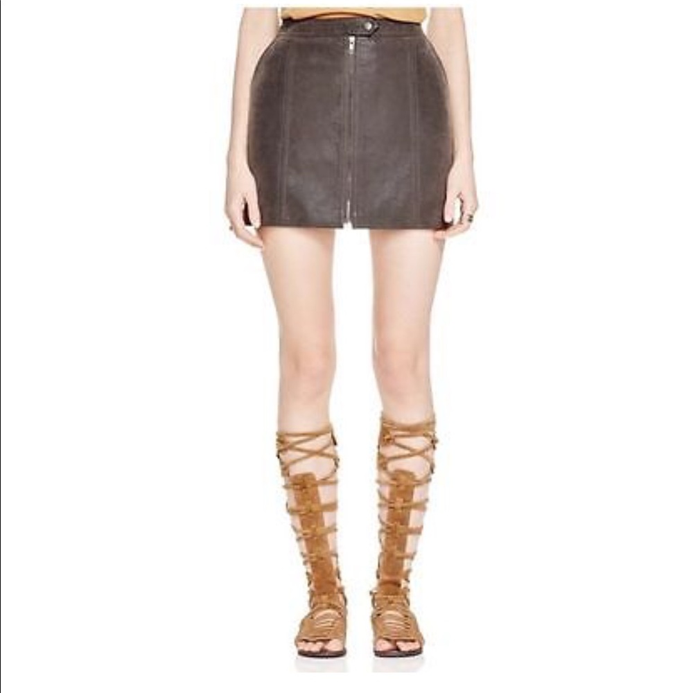 Free People Get Into the Groove Skirt - Concrete