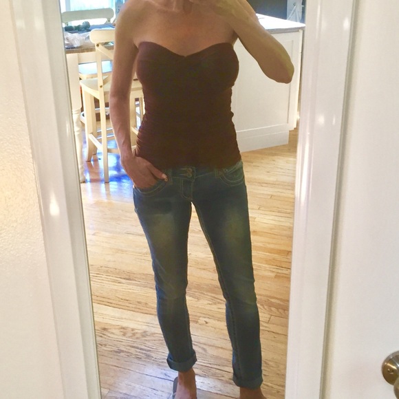 Hold for Jeni- Set of 3 Strapless Gray, Black & Brown Tops - Picture 10 of 14