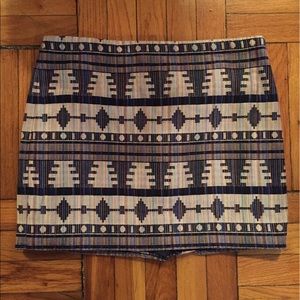 Blue and white skirt.