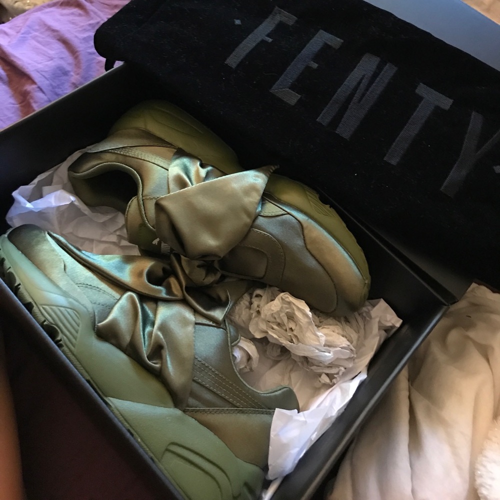 Olive green Fenty Pumas by Rihanna