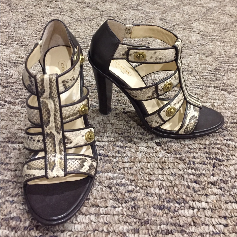 Coach Brown Python Sandals 7.5 - image 1