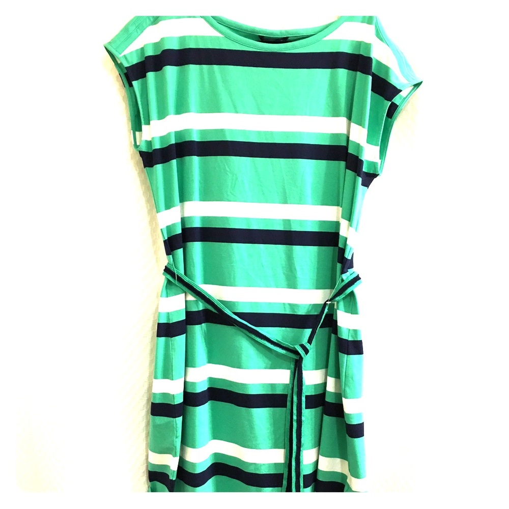 Striped cap-sleeved summer dress