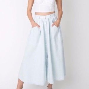 American Apparel Button Front Denim Midi Skirt S