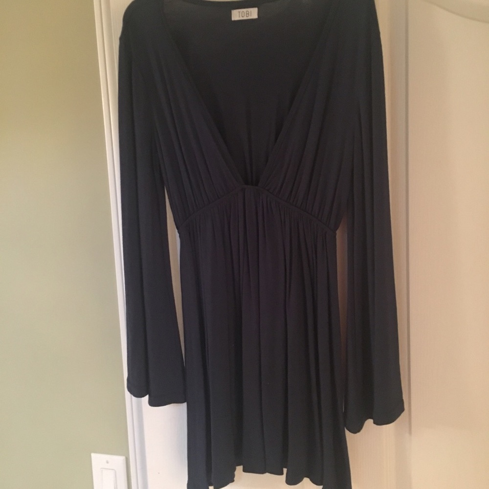 Teal Tobi dress with flared sleeves