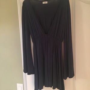 Teal Tobi dress with flared sleeves