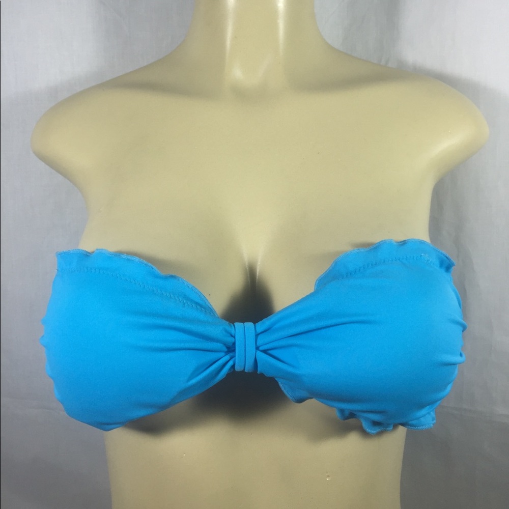 Victoria's Secret Bikini Top Bandeau Padded Turquoise Sz S