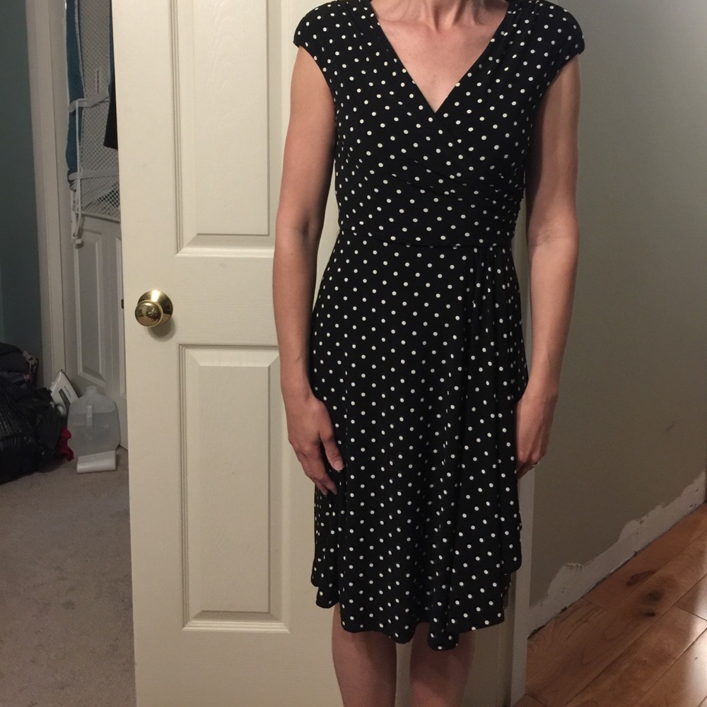 Polka dot wrap midi dress!