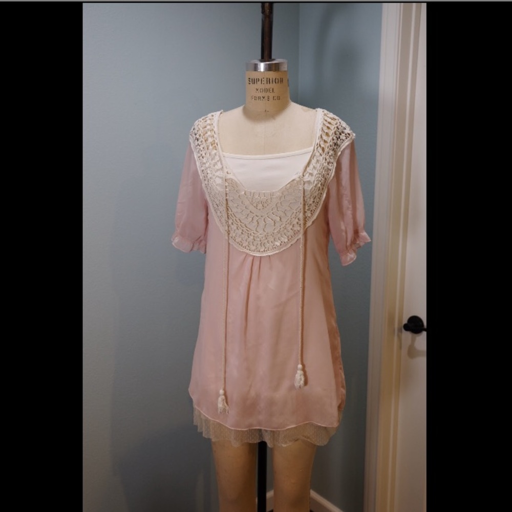 Pink babydoll dress with tassel