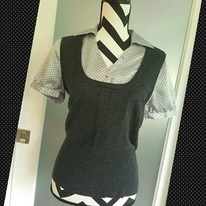 Grey Layered Look Sweater