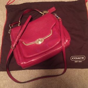 Coach red leather satchel and wristlets - EUC