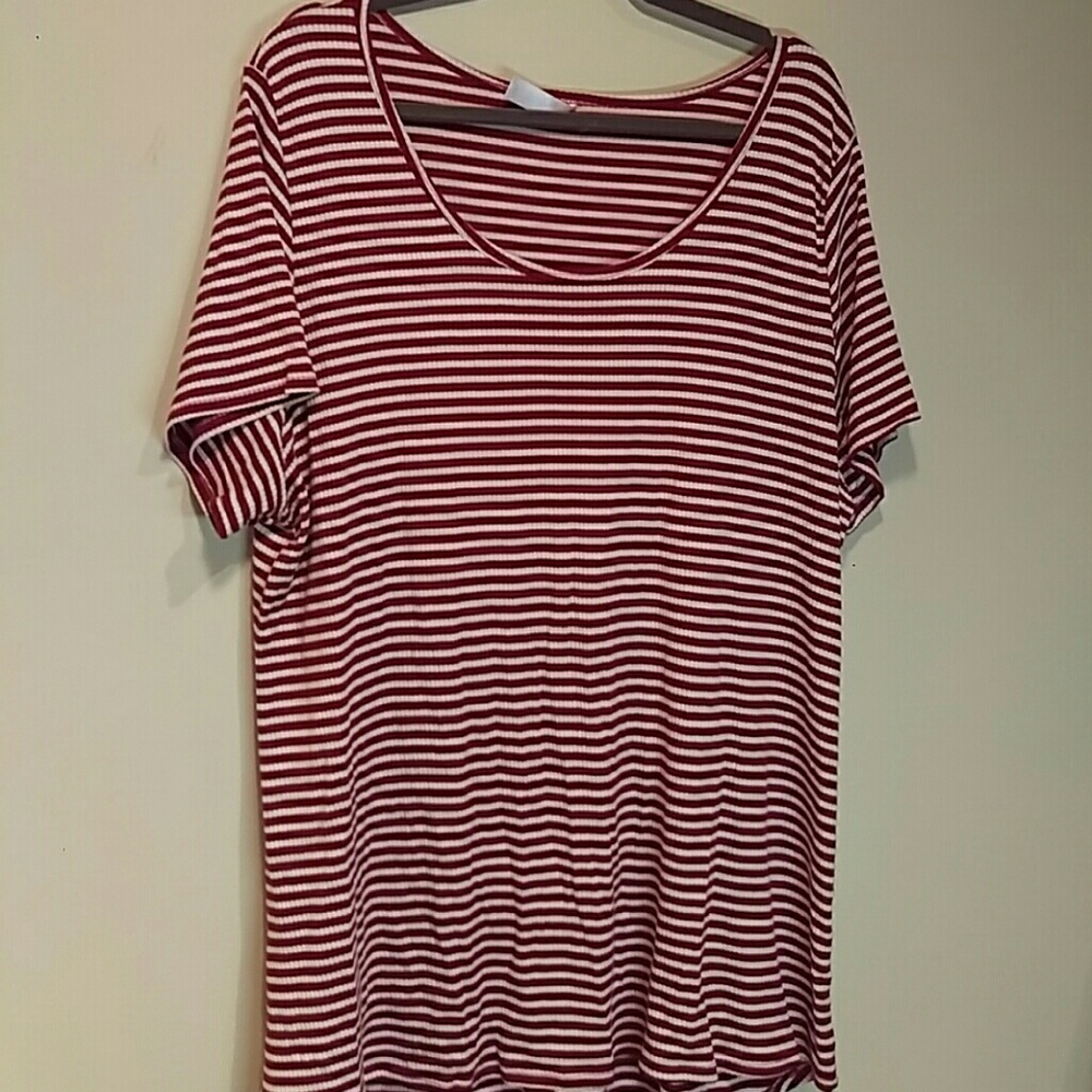 2XL Lularoe Dark Red Stripe Classic Tee