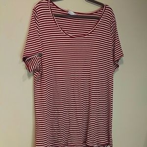 2XL Lularoe Dark Red Stripe Classic Tee
