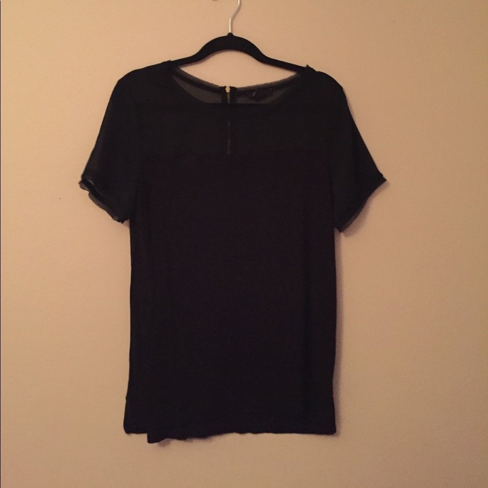 Black T-Shirt with Shear Top Detail