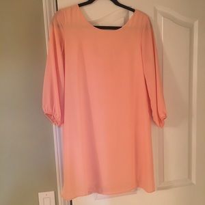 Peach Shift Dress with Bow back