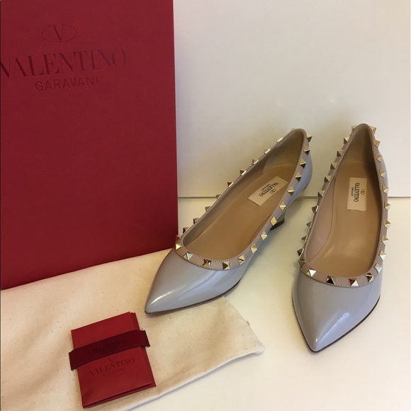 Valentino Shoes - Valentino Rockstud Grey Wedges