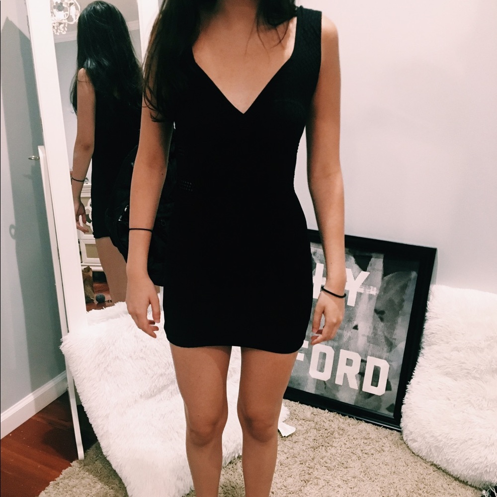 free people black sleeveless mini bodycon dress