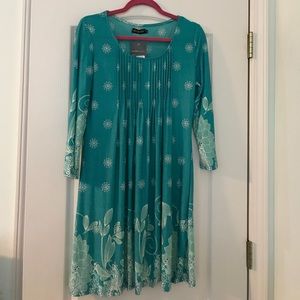 Long blue top with flower design