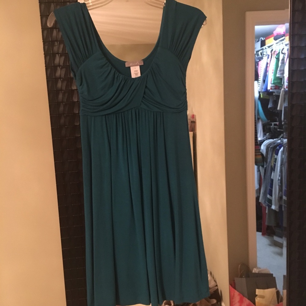 Teal cap sleeve dress
