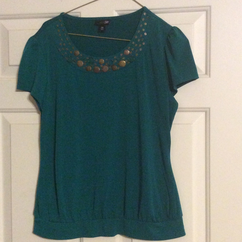 Ladies green embellished blouse
