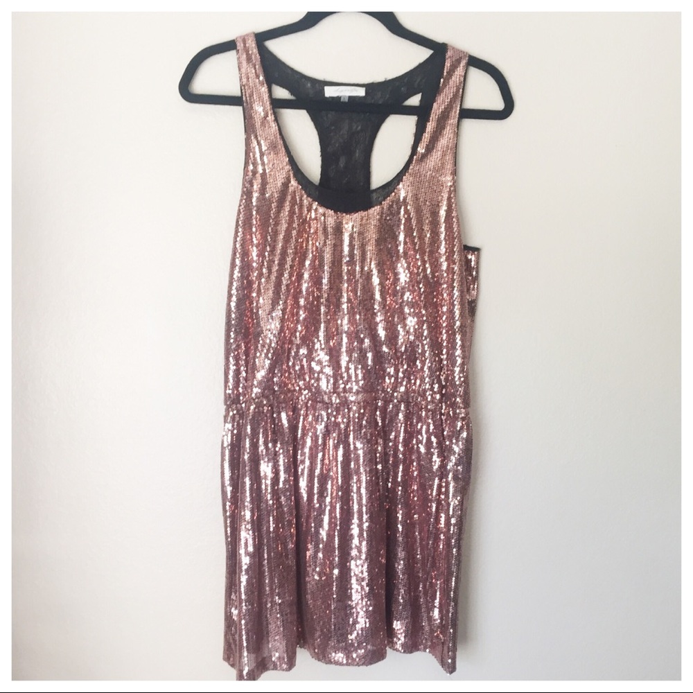 Rose Gold Sequin Racerback Dress