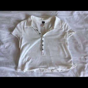 Free People Holly Linen Blend Polo Shirt XS
