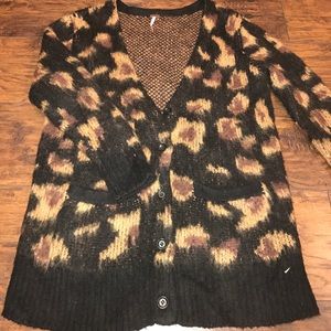 Free People Leopard Cardigan