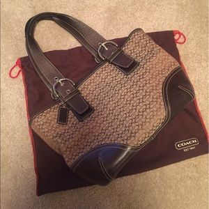 COACH logo tote shoulder purse - brown/tan AUTH.