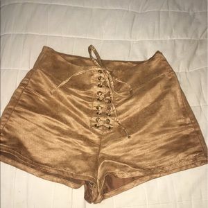 Tan suede shorts
