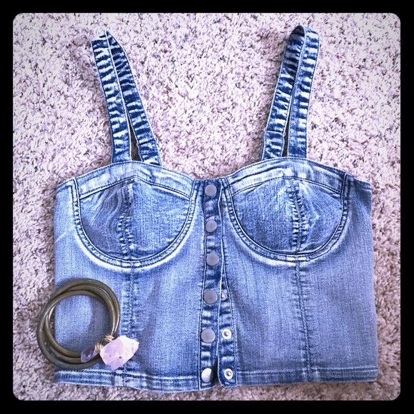 denim bustier top forever 21