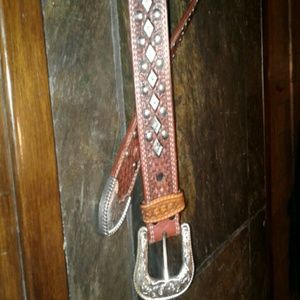 Noconna leather diamond stud belt