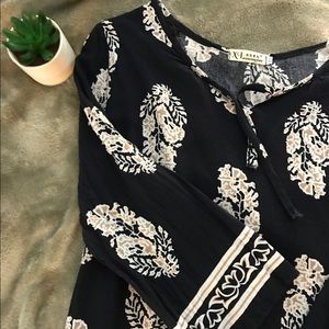 Navy Tunic with tan and white design