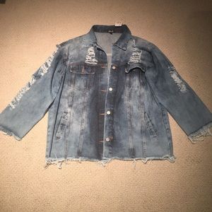 Distressed jean jacket