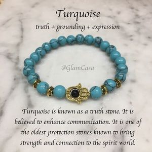 Turquoise + Gold Hamsa Healing Bracelet