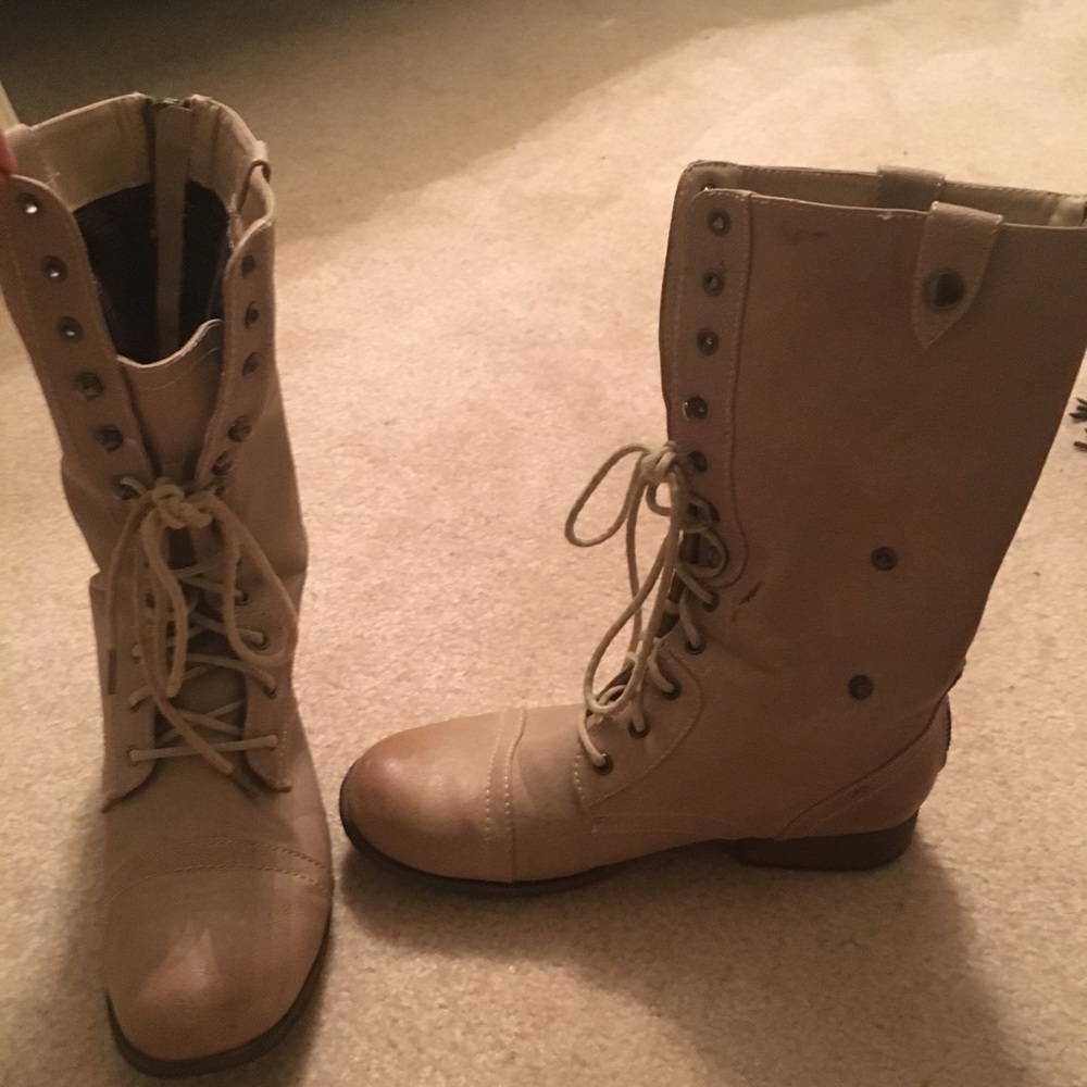 Nude combat boots